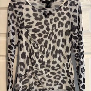 White House Black Market Gray Leopard Long Sleeve Top